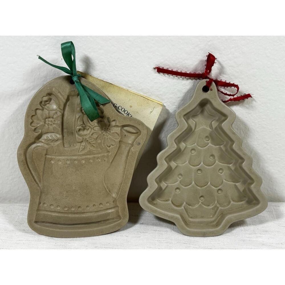 Brown Bag Cookie Art Molds Watering Can & Christmas Tree 1998 Hill Design